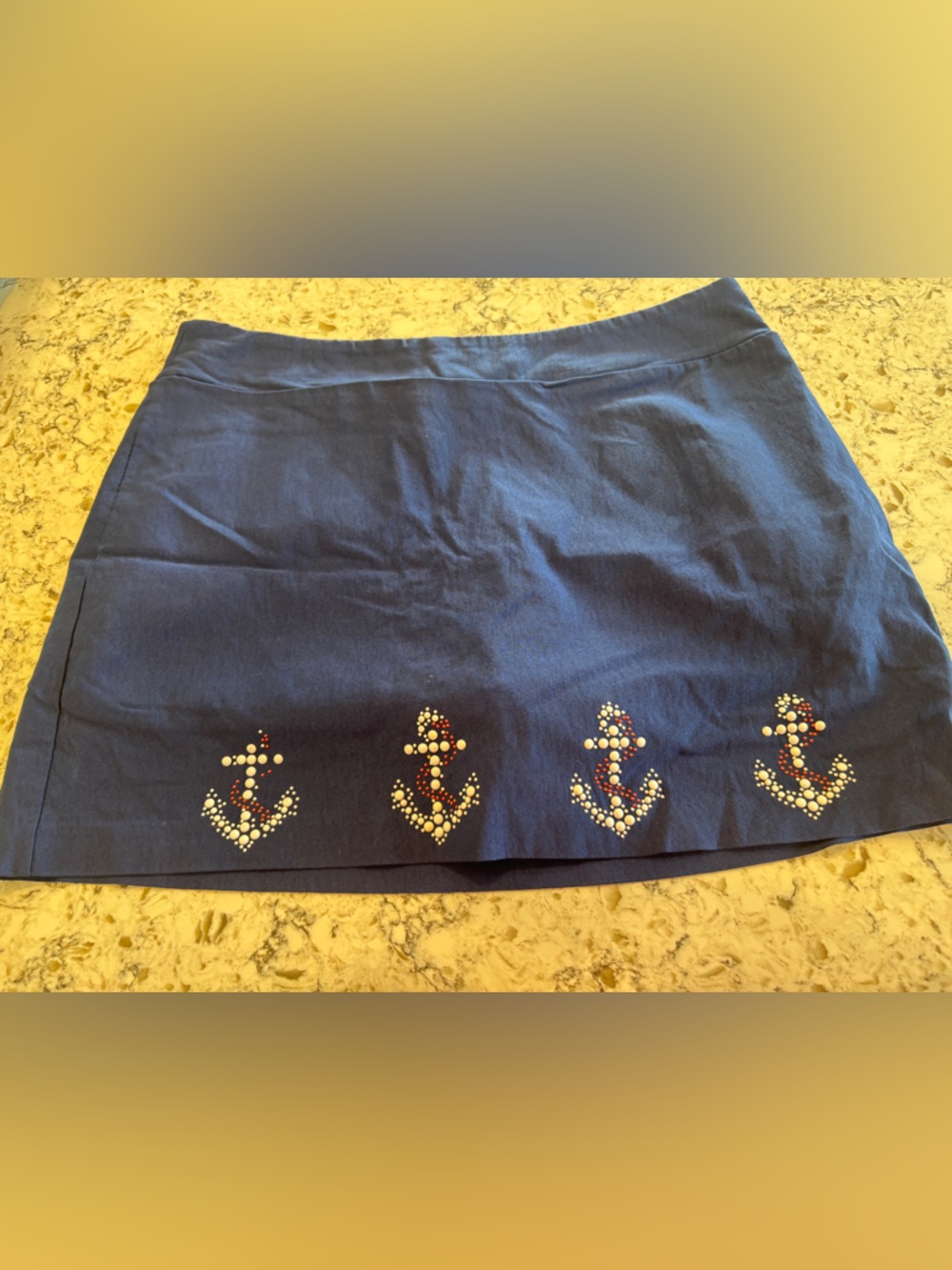 Coral Bay Navy Mini Skirt with Anchor Studs
